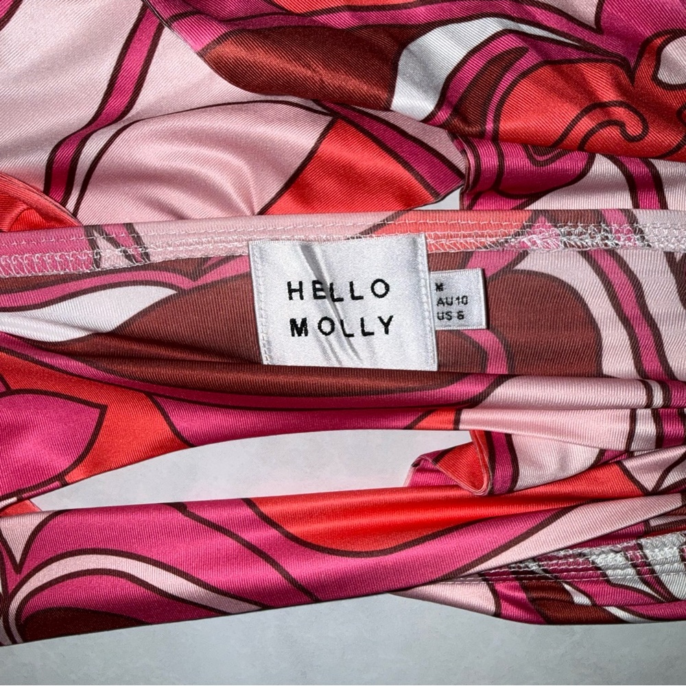 Hello Molly Pink and Red Swirl Halter Top - Picture 2 of 2